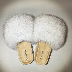 Real Silver Fox Fur Slippers